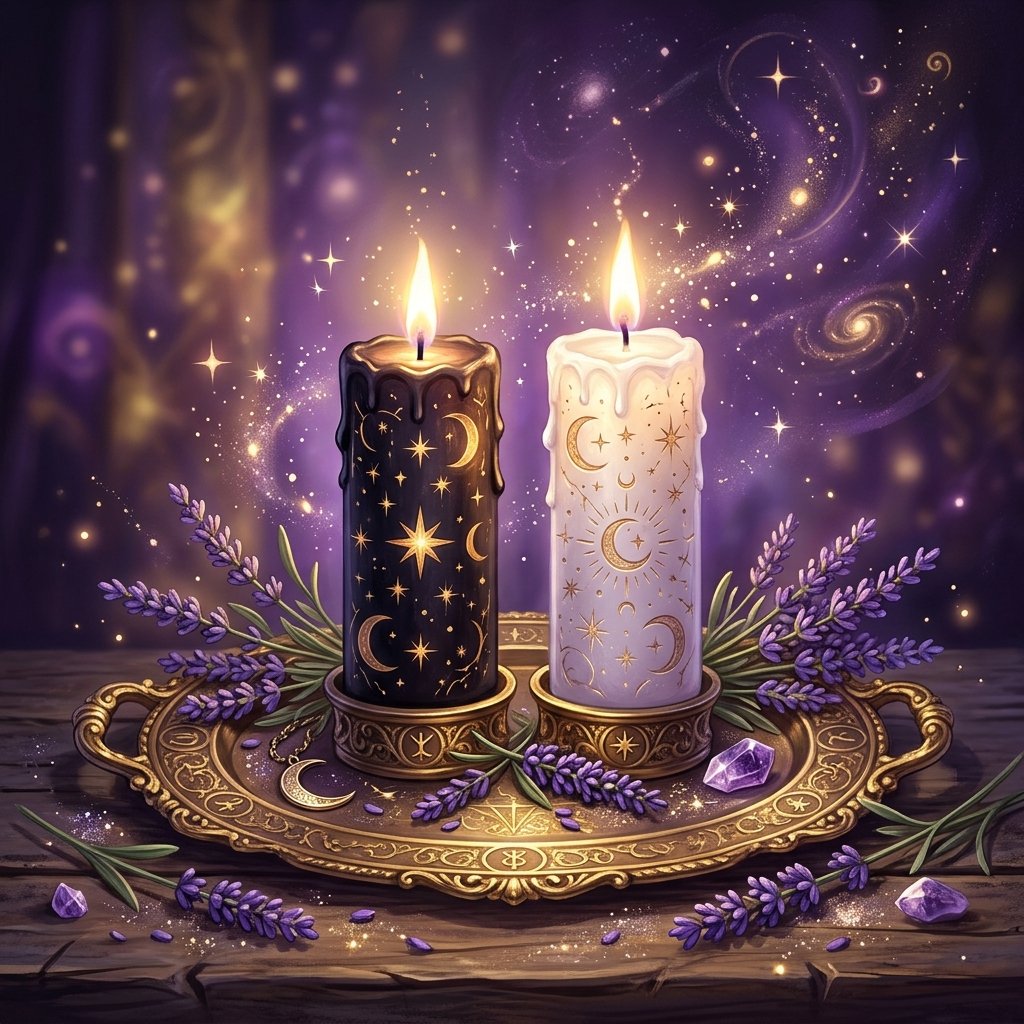 Black and White Candles for Symbolic Practice